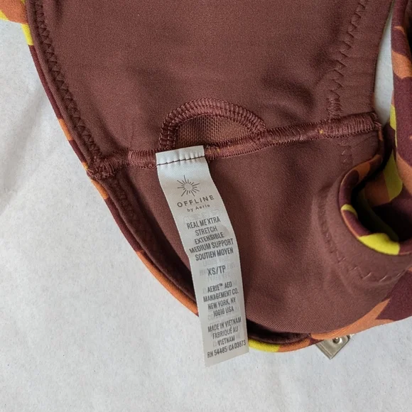 Offline By Aerie Xtra Square Neck Sports Bra Houndstooth Orange Size XS - Picture 4 of 7